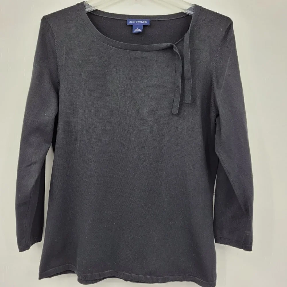 Ann Taylor Vintage Silk Blend Black Knit Sweater